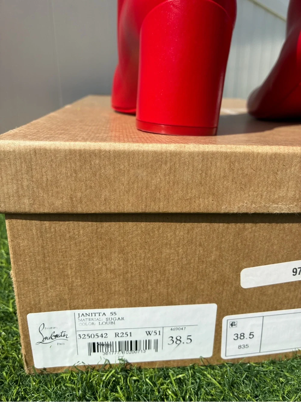 CHRISTIAN LOUBOUTIN JANITTA 55 RED LEATHER BLOCK HEEL KNEE-HIGH BOOTS SZ 38.5